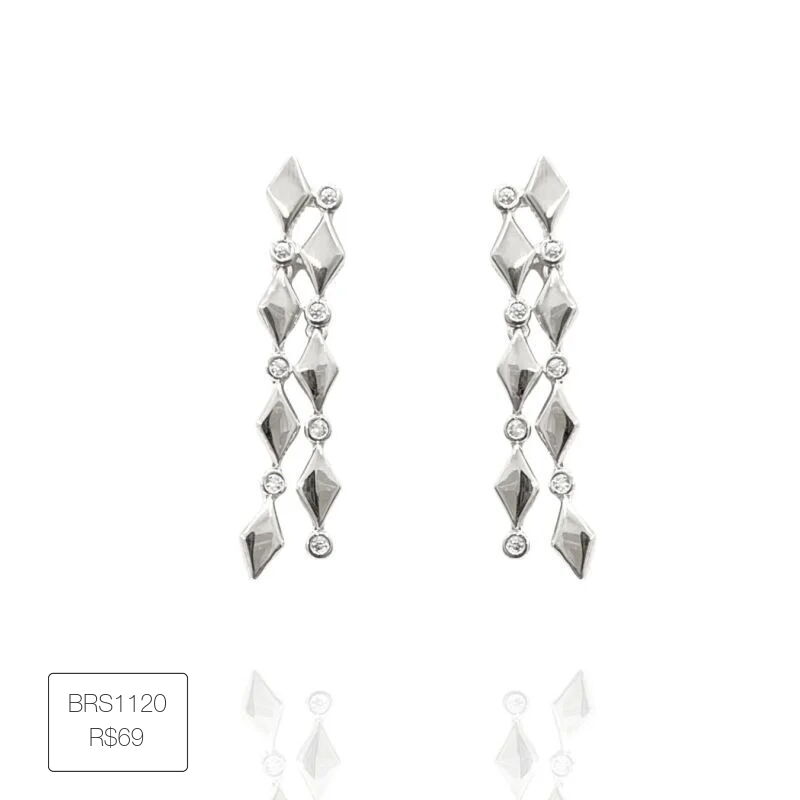 Brinco Pendentes Duplo Allure Prateado